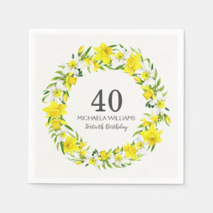 Elegant Spring Daffodil 40th Birthday Napkin