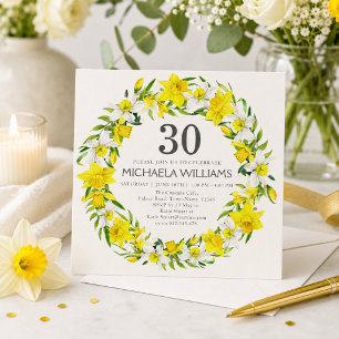 Elegant Spring Daffodil Floral 30th Birthday Party Invitation