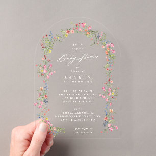 Elegant Spring Dainty Floral Arch Baby Shower Acrylic Invitations