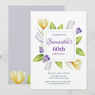 Elegant Spring Floral 60th Birthday Invitation