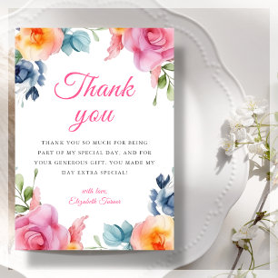 Elegant Spring Floral Birthday Thank You Card
