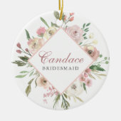 Elegant Spring Floral Blush Pink Peony Bridesmaid Ceramic Ornament (Front)