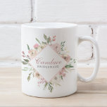 Elegant Spring Floral Blush Pink Peony Bridesmaid Coffee Mug<br><div class="desc">A beautiful blush pink peony flower diamond of pretty watercolor flowers decorates this lovely personalised bridal party favour mug gift. A chic present for a bridesmaid,  flower girl,  and maid of honour. Customise with their name and title in elegant writing.</div>