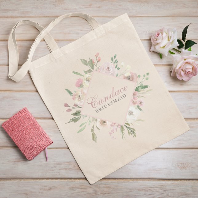 Elegant Spring Floral Blush Pink Peony Bridesmaid Tote Bag (Creator Uploaded)