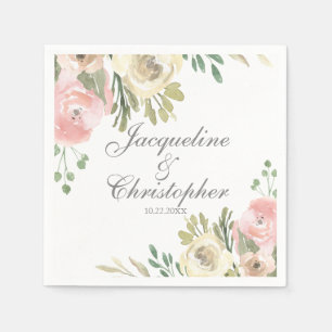 Elegant Spring Floral Blush Pink Peony Wedding Napkin