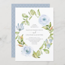 Elegant Spring Floral Diamond Dusty Blue Wedding