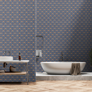 Elegant Spring Floral Pattern Dusty Blue Wallpaper