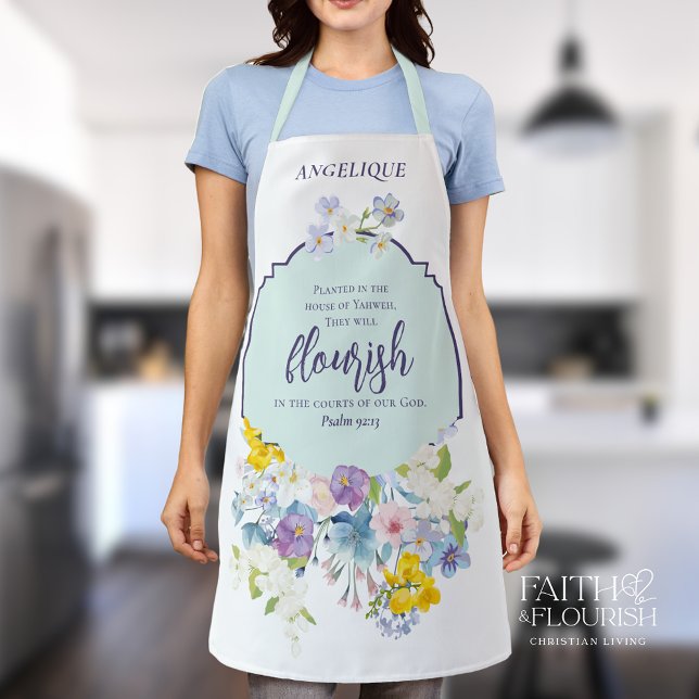 Elegant Spring Floral Scripture Verse Personalised Apron (Creator Uploaded)