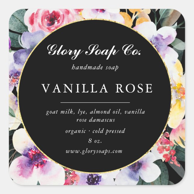 elegant spring floral soap bar sticker (Front)