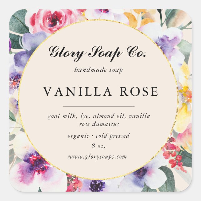 elegant spring floral soap bar sticker (Front)