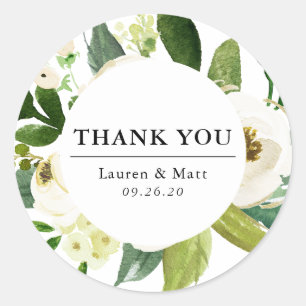 Elegant Spring Floral Wedding Thank You Classic Round Sticker
