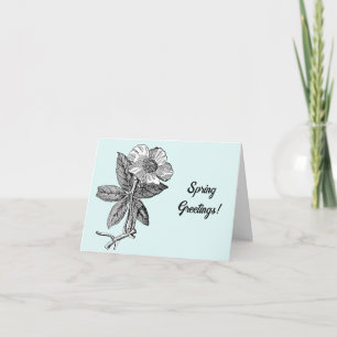 Elegant Spring Flower Botanical Illustration Card