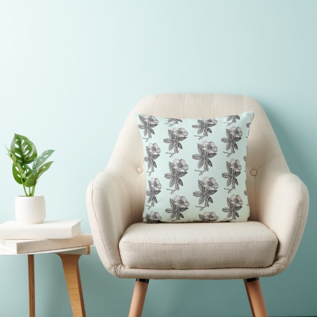 Elegant Spring Flower Botanical Illustration Cushion (Chair)