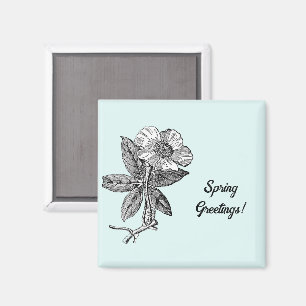 Elegant Spring Flower Botanical Illustration Magnet