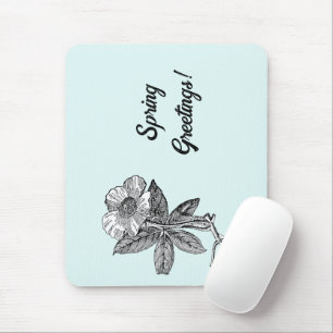 Elegant Spring Flower Botanical Illustration Mouse Pad