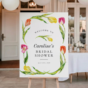 Elegant Spring Flower Tulip Bridal Shower Sign