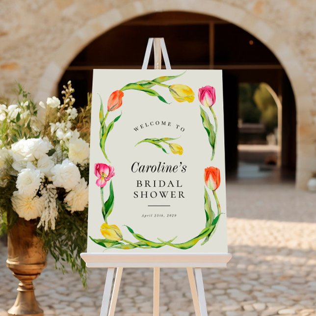 Elegant Spring Flower Tulip Bridal Shower Sign (Creator Uploaded)