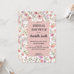Elegant Spring Flower Wildflower Bouquet Butterfly Invitation