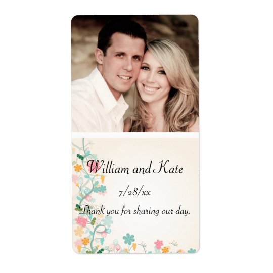 Elegant, Spring Flowers, Wedding Wine, Custom Shipping Label
