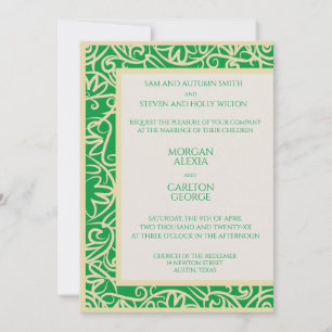 Elegant spring green floral wedding invitation