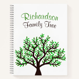 Elegant Spring Green Leafy Genealogy Family Tree Notebook