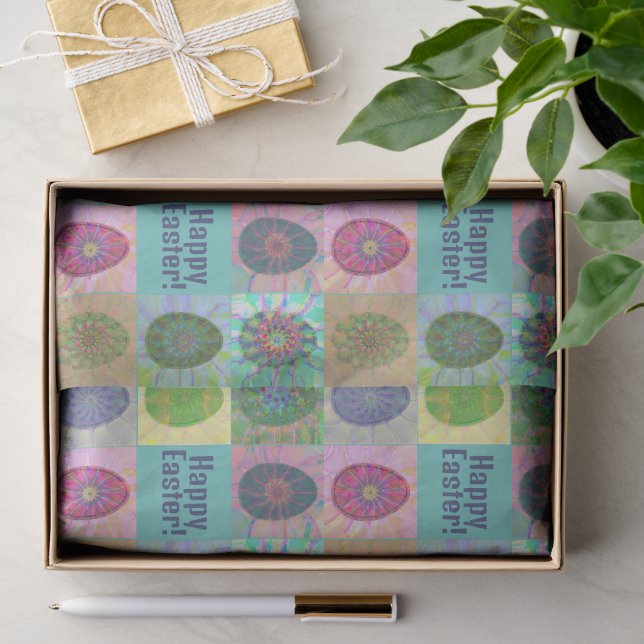 Elegant Spring Holiday Colourful Eggs Collage Tissue Paper (Gift)