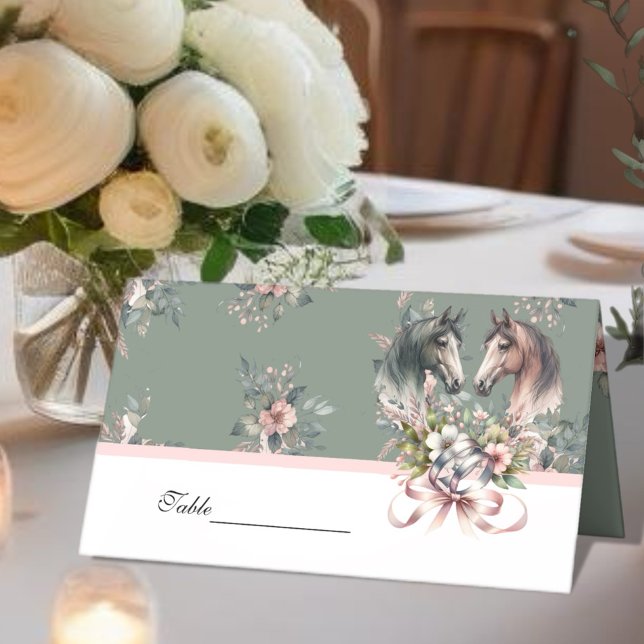 Elegant Spring Horse Wedding Place Card (Enjoy this beautiful collection of elegant watercolor designs.)