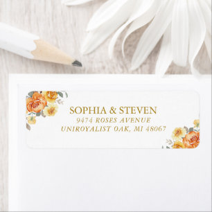 Elegant spring orange flowers with Golden tones Return Address Label