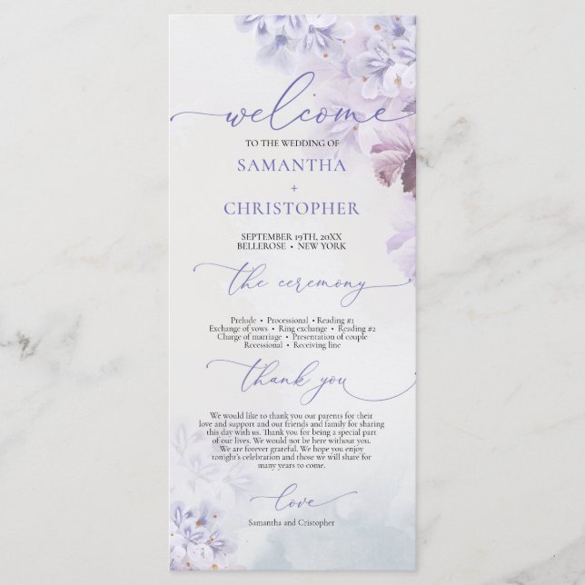Elegant spring purple dusty blue mauve flowers program (Front)