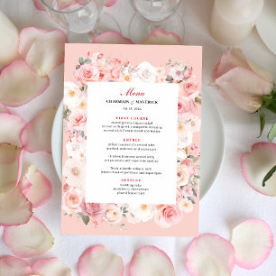 Elegant Spring Rose Blush Pink Frame Wedding Menu
