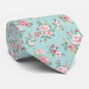 Elegant Spring Rose Pattern Neck Tie