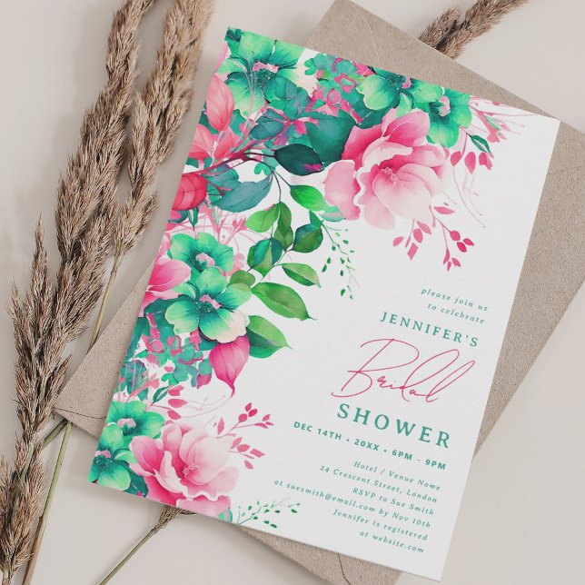 Elegant Spring Summer Floral Bridal Shower Invitation (Elegant Spring Summer Floral Bridal Shower Invitation)