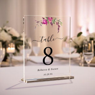 Elegant spring summer pink purple flowers wedding acrylic sign
