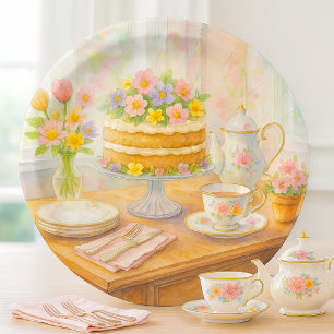 Elegant Spring Tea Party Paper Plate