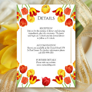 Elegant Spring Tulips White Floral Wedding Details Enclosure Card