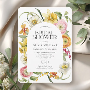 Elegant Spring Watercolor Floral Bridal Shower Invitation