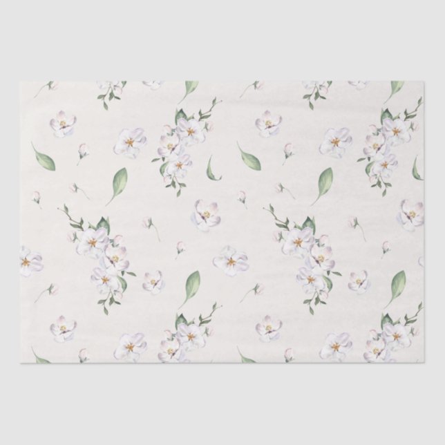 Elegant Spring Watercolor Floral Tissue Paper (Front)