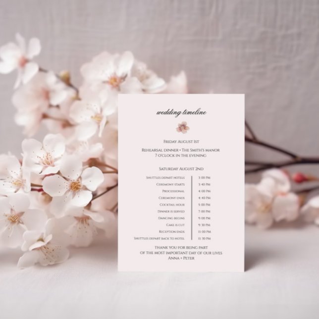 Elegant Spring Wedding Day Schedule Design Enclosure Card (Creator Uploaded)