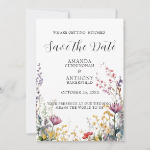 Elegant Spring Wild Flowers Wedding Save the Date 