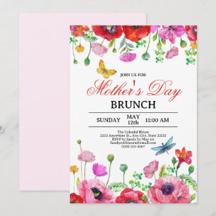 Elegant Spring Wildflower Chic Mother's Day Brunch Invitation
