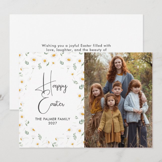 Elegant Spring Wildflower Easter Portrait Holiday Card (Front/Back)