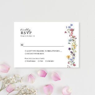 Elegant Spring Wildflower Floral Garden Wedding RSVP Card