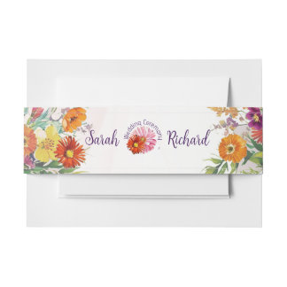 Elegant Spring Wildflower Floral Wedding Invitation Belly Band