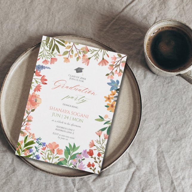 Elegant spring wildflower garden graduation  invitation (Creator Uploaded)
