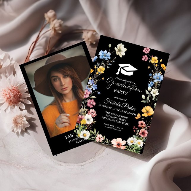 Elegant Spring Wildflower Meadow Garden Graduation Invitation (Creator Uploaded)