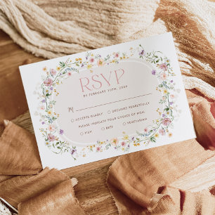 Elegant Spring Wildflower Meadow Wedding RSVP Card