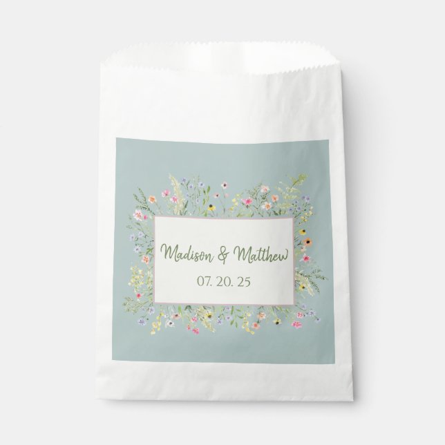Elegant Spring Wildflower Wedding  Favour Bag (Front)