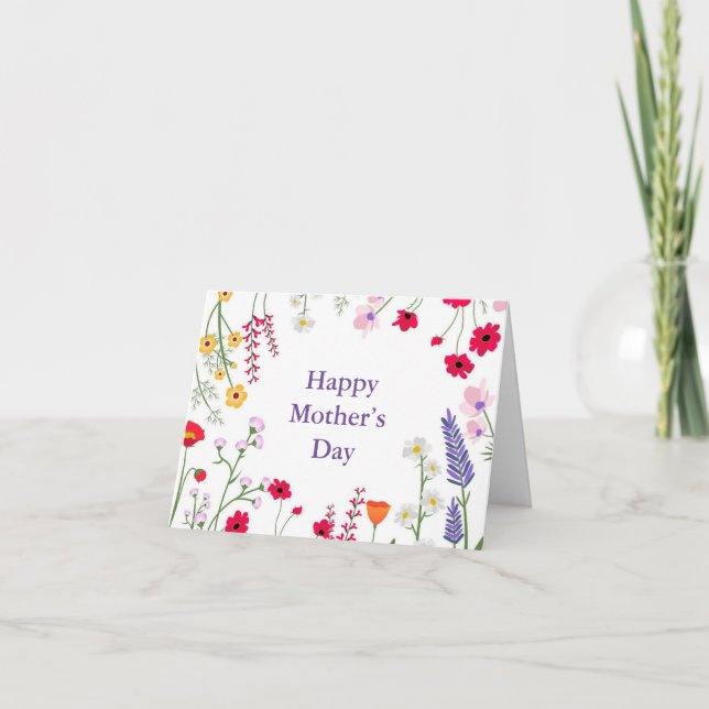 Elegant Spring Wildflowers  Card (Front)