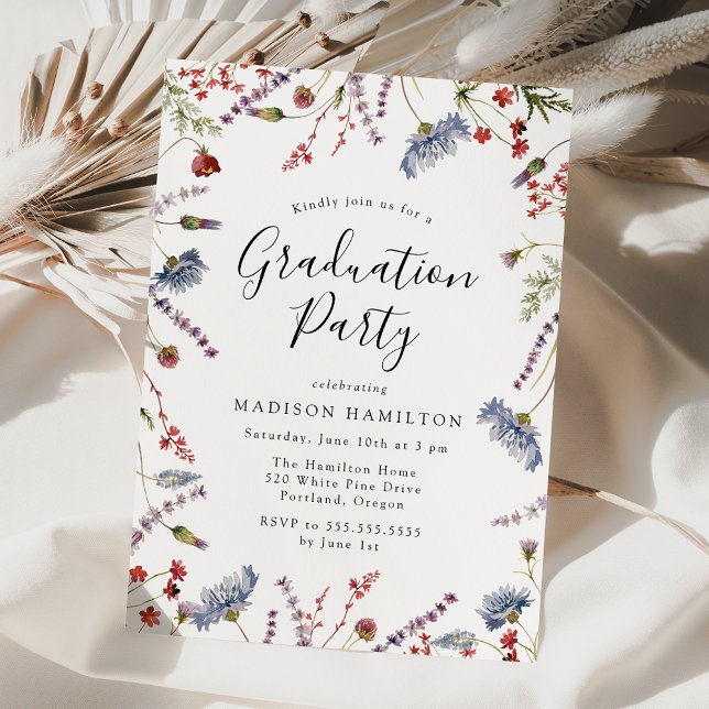 Elegant Spring Wildflowers Graduation Party Invitation (Creator Uploaded)