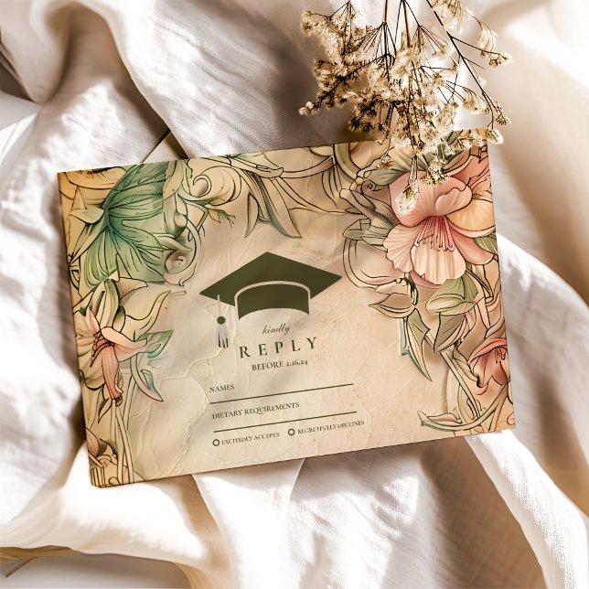 Elegant Spring Wildflowers Graduation Party RSVP Card (Creator Uploaded)